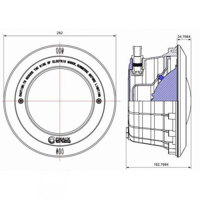 Корпус прожектора Emaux PAR56 NP300-P (без лампы), латунные вставки
