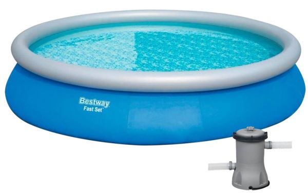 Надувной бассейн Bestway 57313 (457х84 см) с картриджным фильтром, Blue
