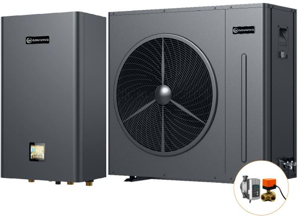 Инверторный тепловой насос для дома Aquaviva Plus 13 (12.60 кВт), циркуляционный насос + трехходовой клапан