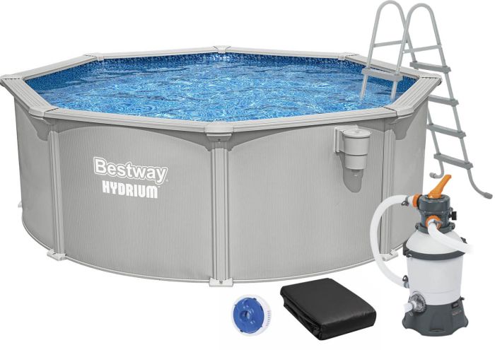 Сборный бассейн Bestway Hydrium 56574 (360x122 см) с песочным фильтром, лестницей и тентом