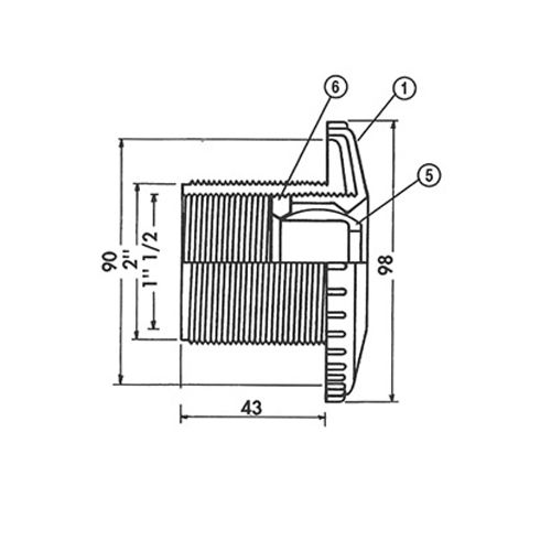 Wall nozzle Hayward 3312 with nut 3394