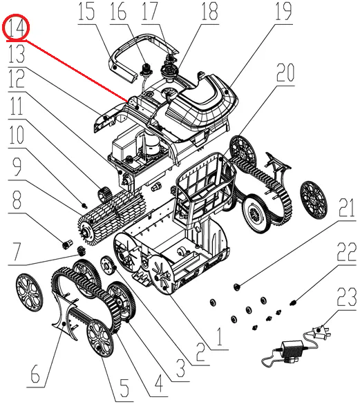Передняя крышка к пылесосу Wybotics WY200, (Front cover №14/WY200)
