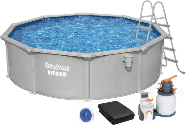 Сборный бассейн Bestway Hydrium 56384 (460х122 см) с песочным фильтром, лестницей и тентом