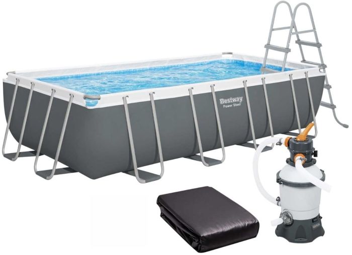 Каркасный бассейн Bestway 56671 (488х244х122 см) с песочным фильтром, лестницей и тентом