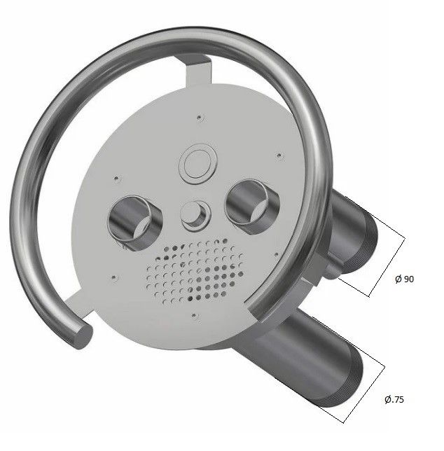 Передняя часть и закладная к противотоку Aquaviva TWIN 2.5" AISI 304 (круглая)
