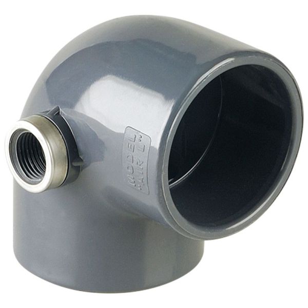 Колено ПВХ Hidroten "AIR L" 1001616, 90°, с метал. кольцом, d63-1/2"
