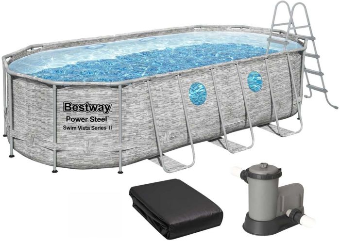 Каркасный бассейн Bestway 56716 (549х274х122 см) с картриджным фильтром, лестницей и тентом