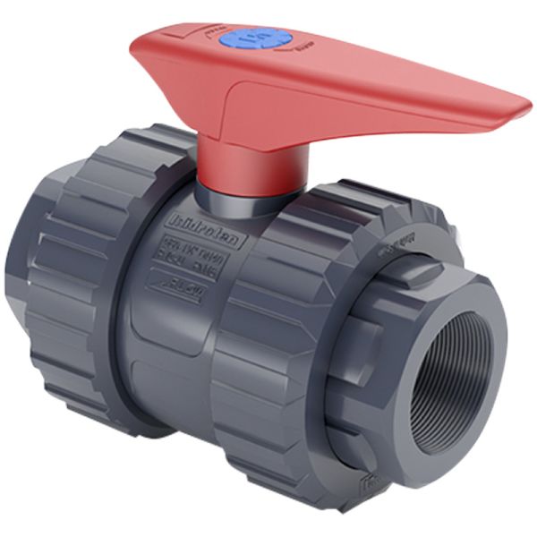 Кран шаровый ПВХ Hidroten 1011097, с резьбовым окончанием, d2"