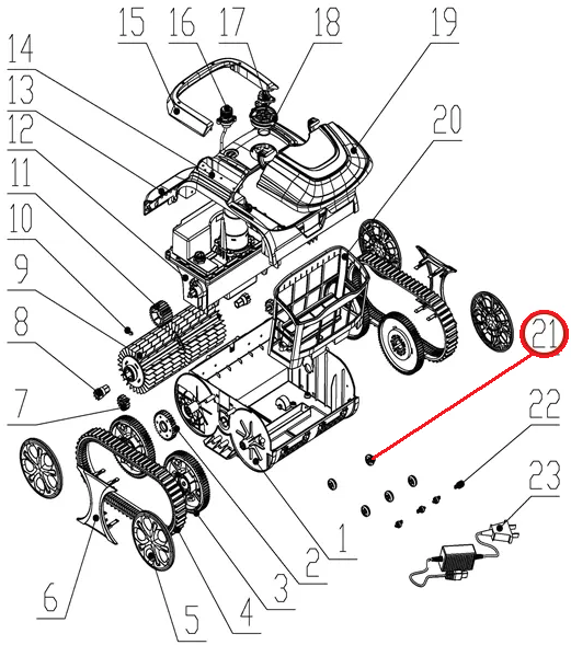 Заднее тормозное колесо к пылесосу Wybotics WY200, (Bottom obstacle wheel №21)