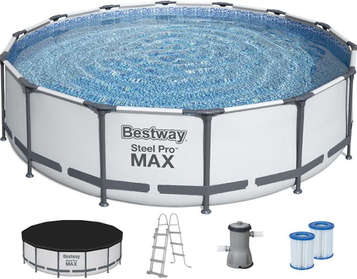 Каркасный бассейн Bestway 56950 (427х107 см) с картриджным фильтром, тентом и лестницей