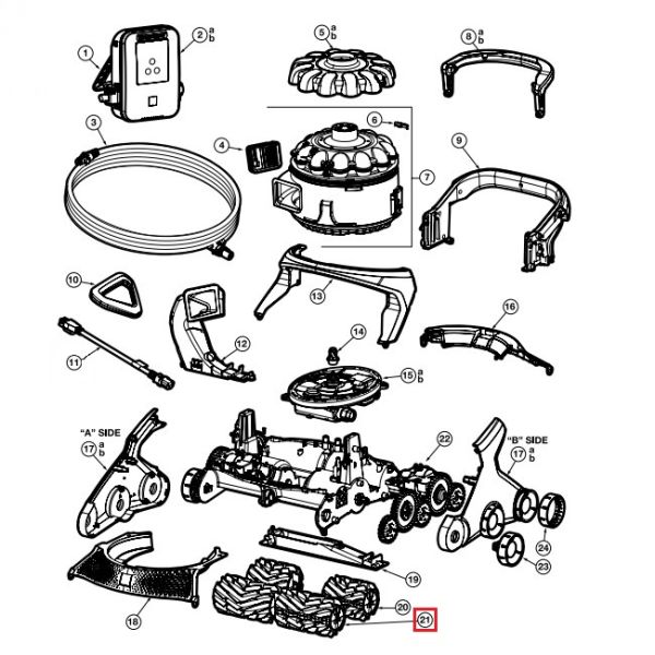 Передние и задние резиновые щетки для пылесоса Hayward AquaVac 650/600, в сборе, 2 шт. (RCX36132337239)