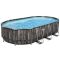 Каркасный бассейн Bestway Wood Style 5611R (610х366х122 см) с картриджным фильтром, лестницей и тентом