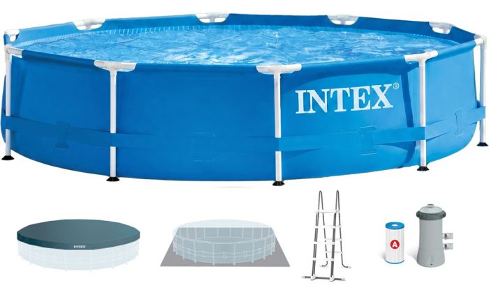 Каркасный бассейн Intex 28242 (457х122 см) c картриджным фильтром, лестницей, подложкой и тентом