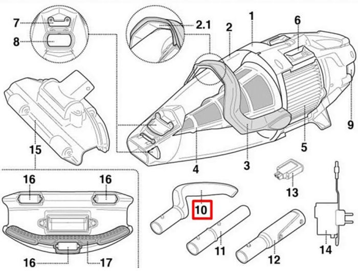 Ручка Kokido для пылесоса Voltera EV75CBX