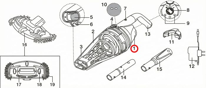 Блок мотора с аккумулятором Kokido для пылесоса Telsa 50 EV50CBX/21