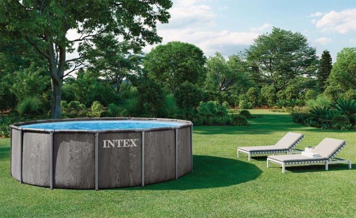 Каркасный бассейн Intex 26744 GREYWOOD (549х122 см) с картриджным фильтром, лестницей и тентом