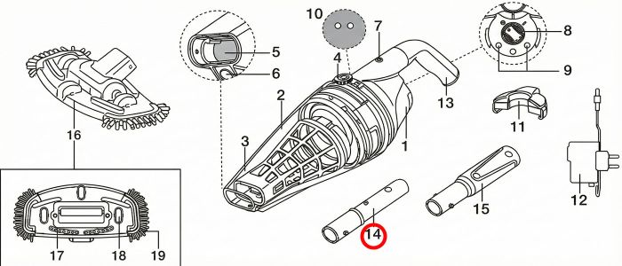 Ручка конектор Kokido для пылесоса Telsa EV50CBX/EV75CBX
