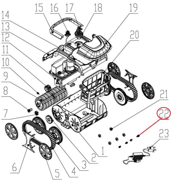 Ось переднего колеса к пылесосу Wybotics WY200 (No 22 S.3172.04.035)