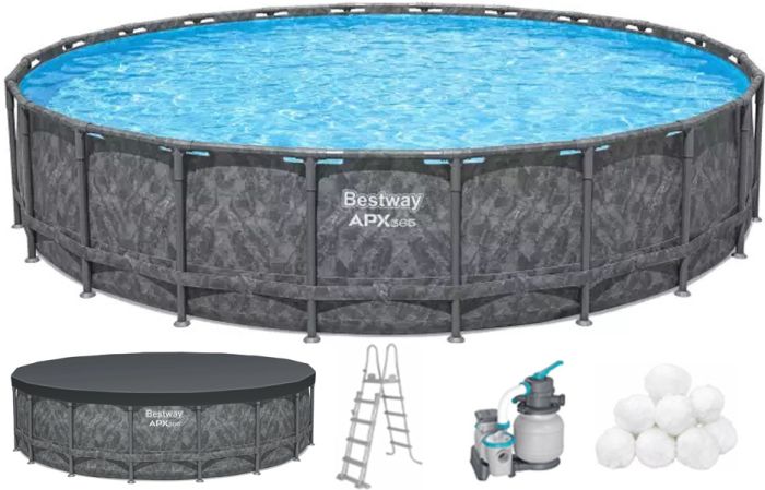 Каркасный бассейн Bestway Grey 561KC (549х132 см) с песочным фильтром, тентом и лестницей
