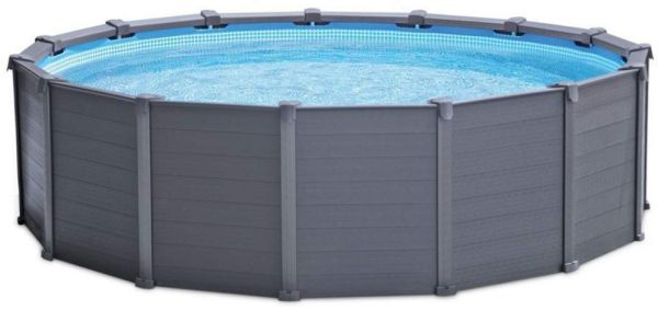 Каркасный бассейн Intex 26384 GRAPHITE GRAY (478х124 см) с песчаным фильтром, лестницей, подложкой и тентом