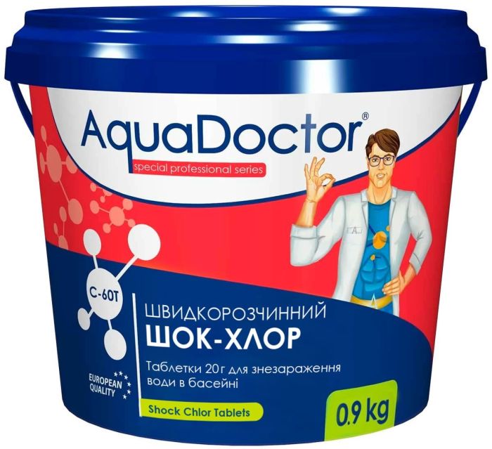 Шок-хлор для бассейна AquaDoctor C-60T 0.9 кг в таблетках