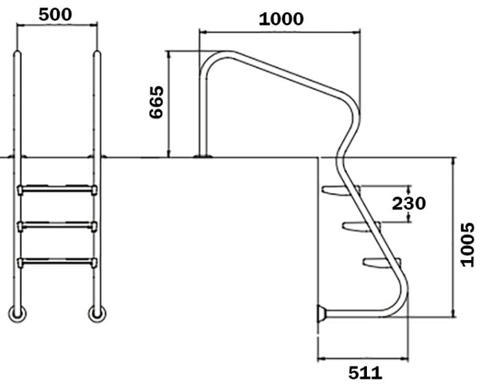 Лестница для бассейна Flexinox Easy Access Electropolished (3 ступени), AISI-316L