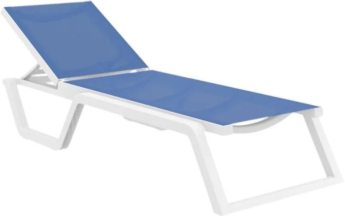 Шезлонг Aquajoy Rio PRO, белый с синим