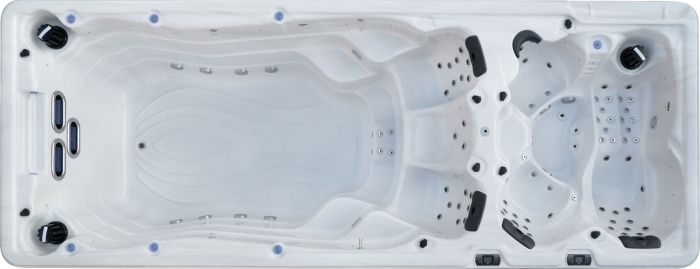 Плавательный СПА-бассейн Aquajoy Equilibrium (580х220х150 см), Серебристо-белый мрамор