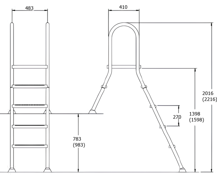 Лестница для наземных бассейнов Flexinox 87143517N (5 ступеней), AISI-304