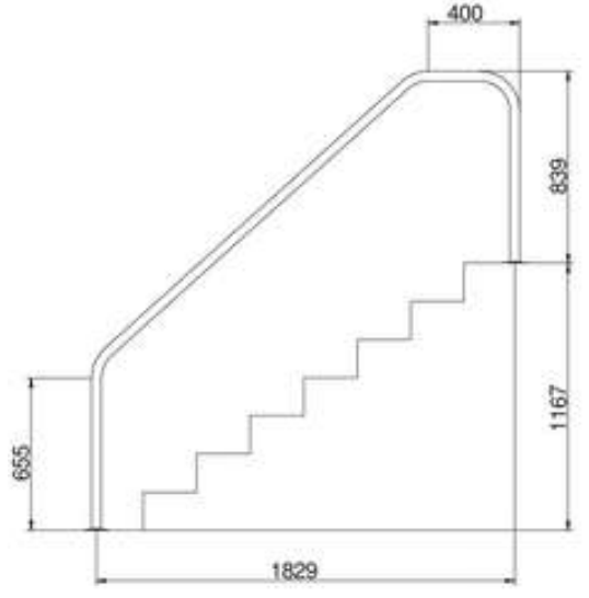Поручень Flexinox 87162361 для римской лестницы FX-06 (1829 мм, фланец, AISI-316L)