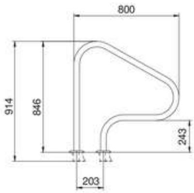 Поручень Flexinox 87164018 для римской лестницы FX-04 (800 мм, анкер, AISI-316L)