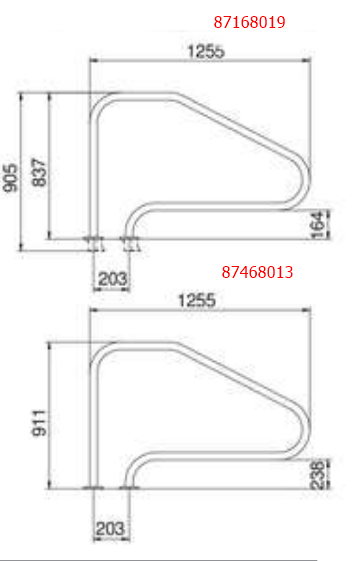 Поручень Flexinox 87168019 для римской лестницы FX-01 (1255 мм, анкер, AISI-316L)