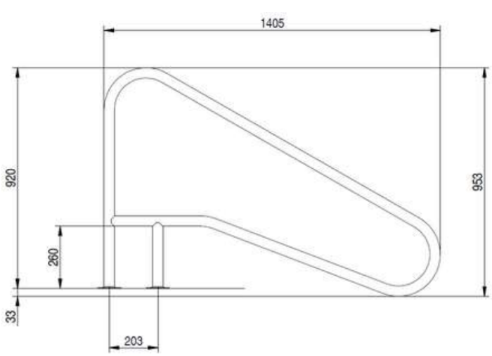 Поручень Flexinox 87188154 для римской лестницы FX-02 Nero (1405 мм, фланец, AISI-316L)