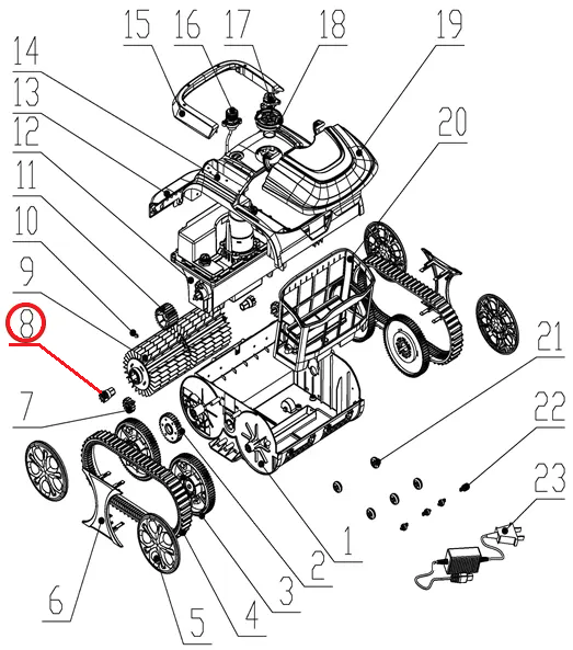 Шестерня роликовая к пылесосу Wybotics WY200, (roller gear №8/WY200)