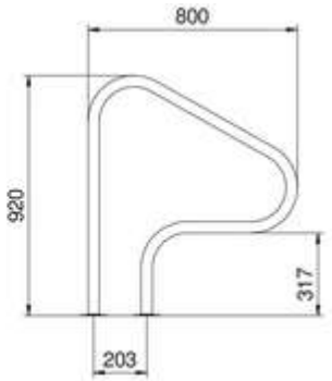 Поручень Flexinox 87164010 для римской лестницы FX-04 (800 мм, фланец, AISI-316L)