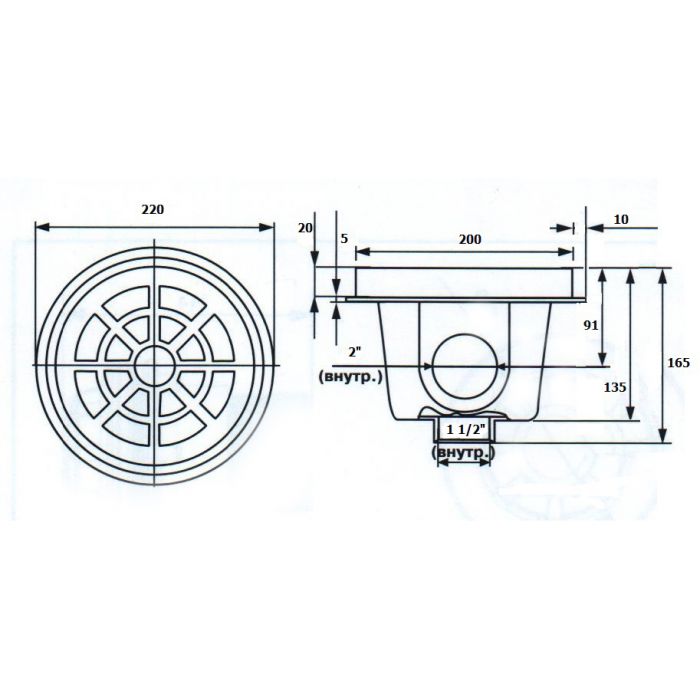 Bottom drain Kripsol SRPL.C liner