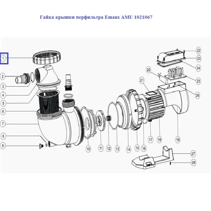 Гайка крышки префильтра Emaux AMU 1021067