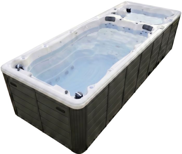 Плавательный СПА-бассейн Aquajoy Equilibrium (580х220х150 см), Серебристо-белый мрамор