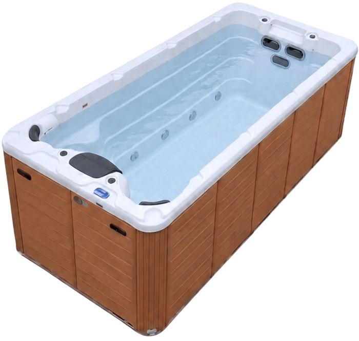Плавательный СПА-бассейн Aquajoy Wave  (430х225х150 см), Серебристо-белый мрамор