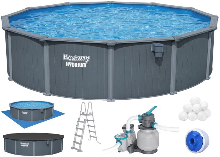 Сборный бассейн Bestway Hydrium 561CS (549х132 см) с песочным фильтром, лестницей и тентом