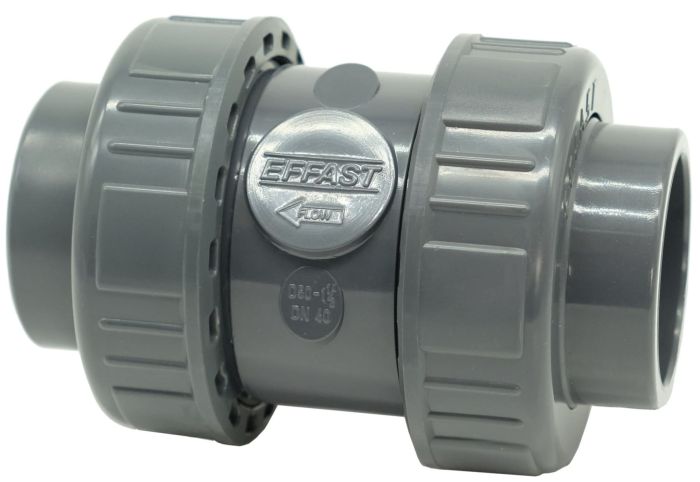 Обратный клапан ПВХ Effast CERCBE063G шаровый, с внутренней резьбой 2" и уплотнением EPDM, d63