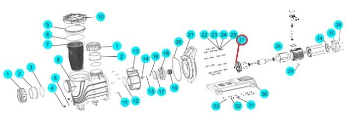 Уплотнительное кольцо вала SLP Aquaviva, (F04010005 №27)