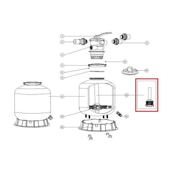 Дюзовая коробка в комплекте с трубой для Emaux T700B