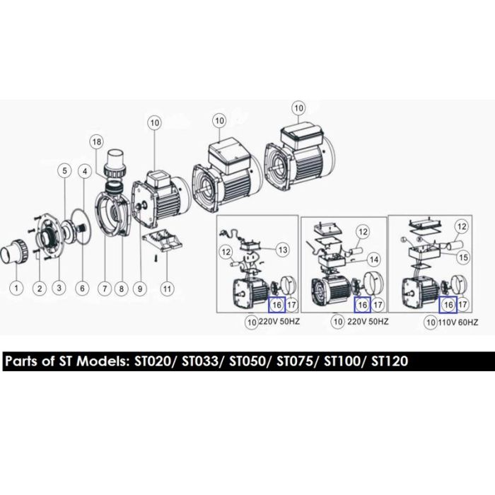 Крыльчатка вентилятора насоса Emaux SD/SQ/SS/ST 50-120 01031027