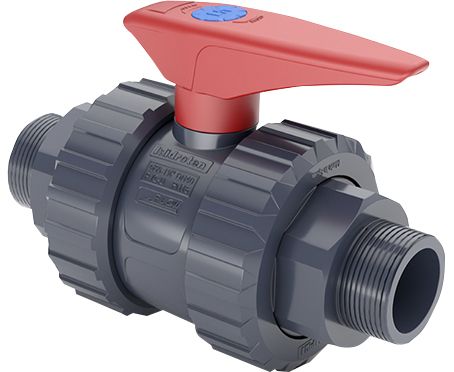 Кран шаровый ПВХ Hidroten 1011102,  с резьбовым окончанием, d3/4"-3/4"