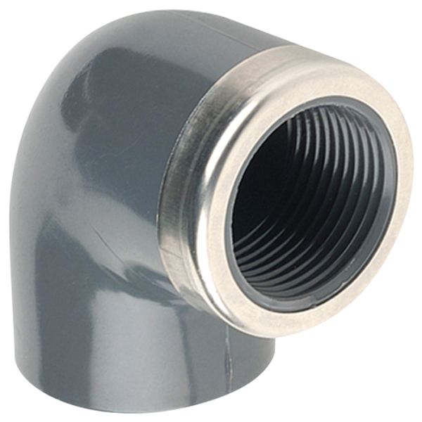 Колено ПВХ Hidroten 1002160, 90°, с метал. кольцом, d20-1/2"