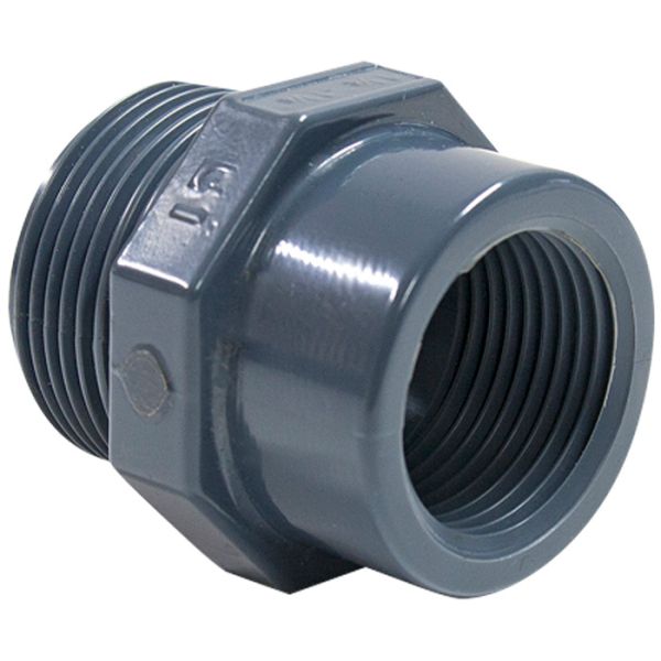 Переходник ПВХ Hidroten 1002469, резьбовое соединение НР-ВР, 1/2"-3/8"