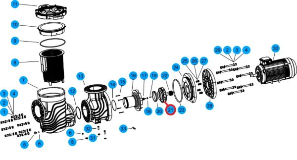Крыльчатка насоса SEQ\WEQ500, SLP500T\WLP500T, (A03070180 №21)