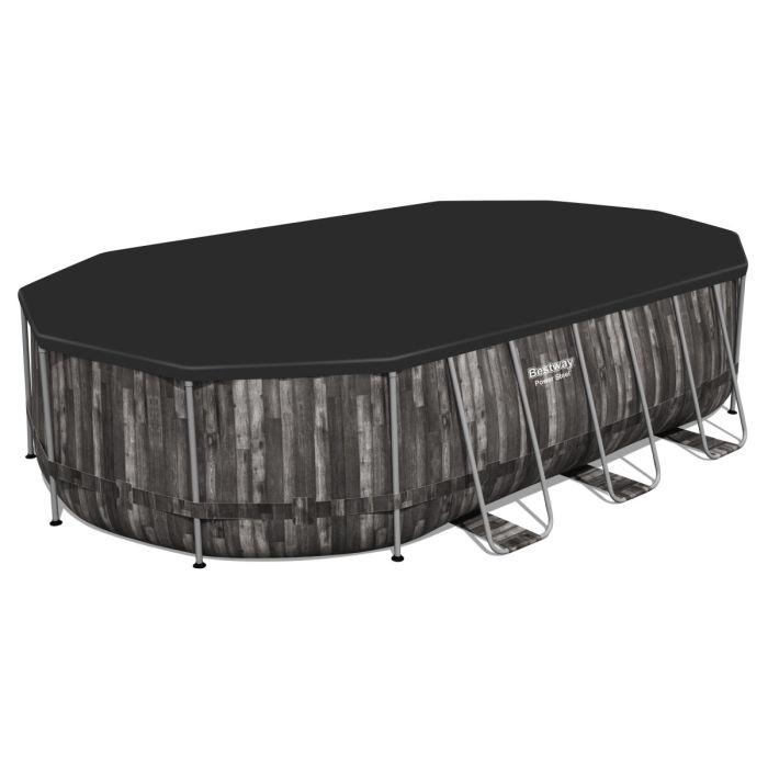 Каркасный бассейн Bestway Wood Style 5611R (610х366х122 см) с картриджным фильтром, лестницей и тентом