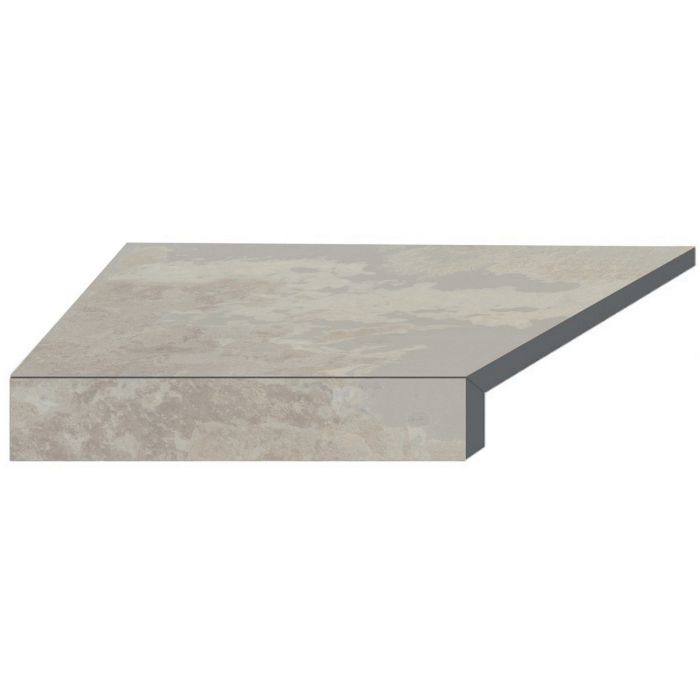 Угловой Г-образный элемент бортовой плитки Aquaviva Loft Sand, 600x345x50(20) мм (левый/45°)